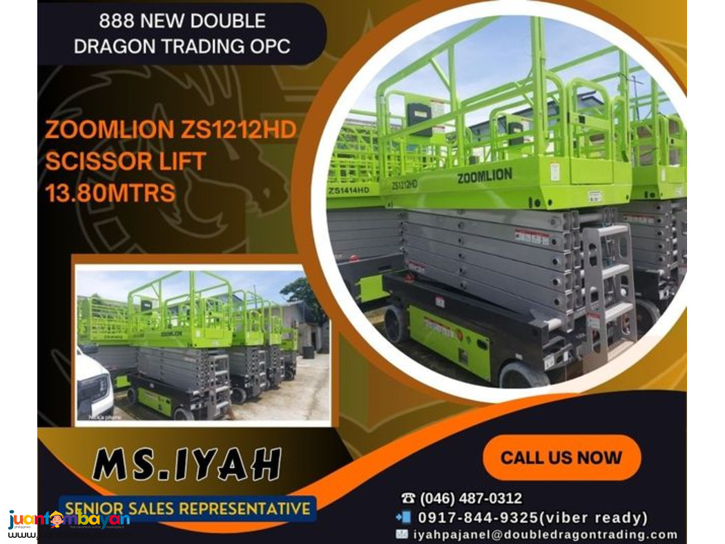 ZOOMLION ZS1212HD SCISSOR LIFT 13.80 MTRS ZOOMLION ZS1212HD SCISSOR LIFT 13.80 MTRS