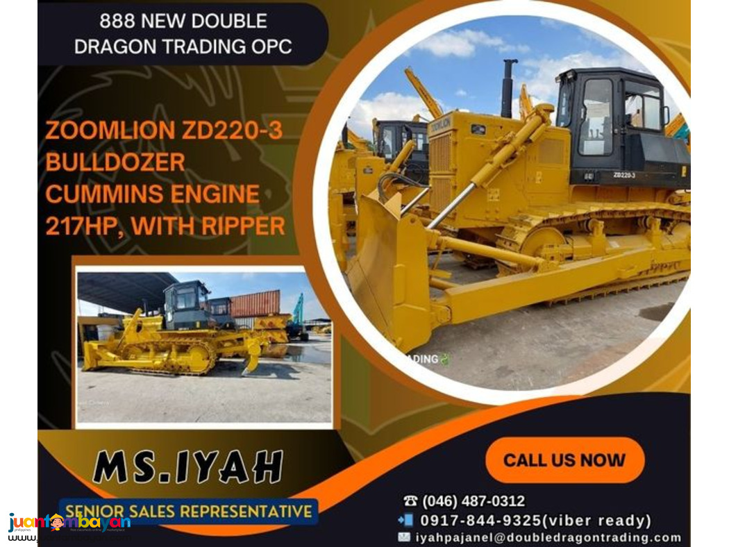 ZOOMLION ZD220-3 BULLDOZER CUMMINS ENGINE 217HP, WITH RIPPER ZOOMLION ZD220-3 BULLDOZER CUMMINS ENGINE 217HP, WITH RIPPER