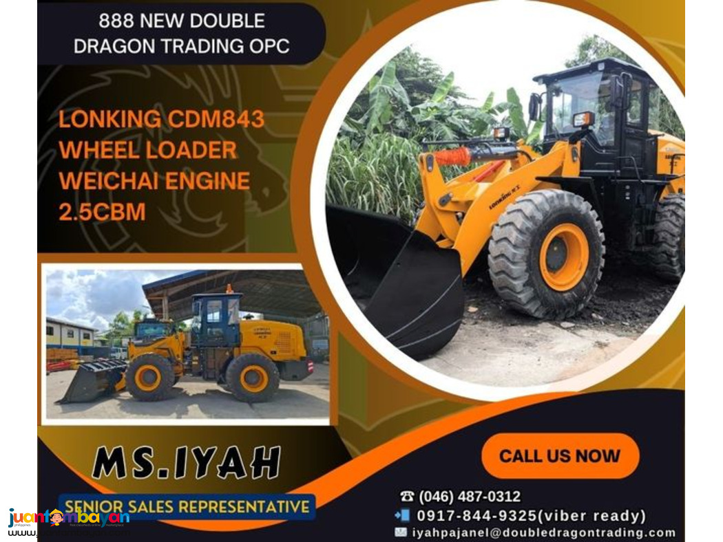 LONKING CDM843 WHEEL LOADER 2.5CBM.,