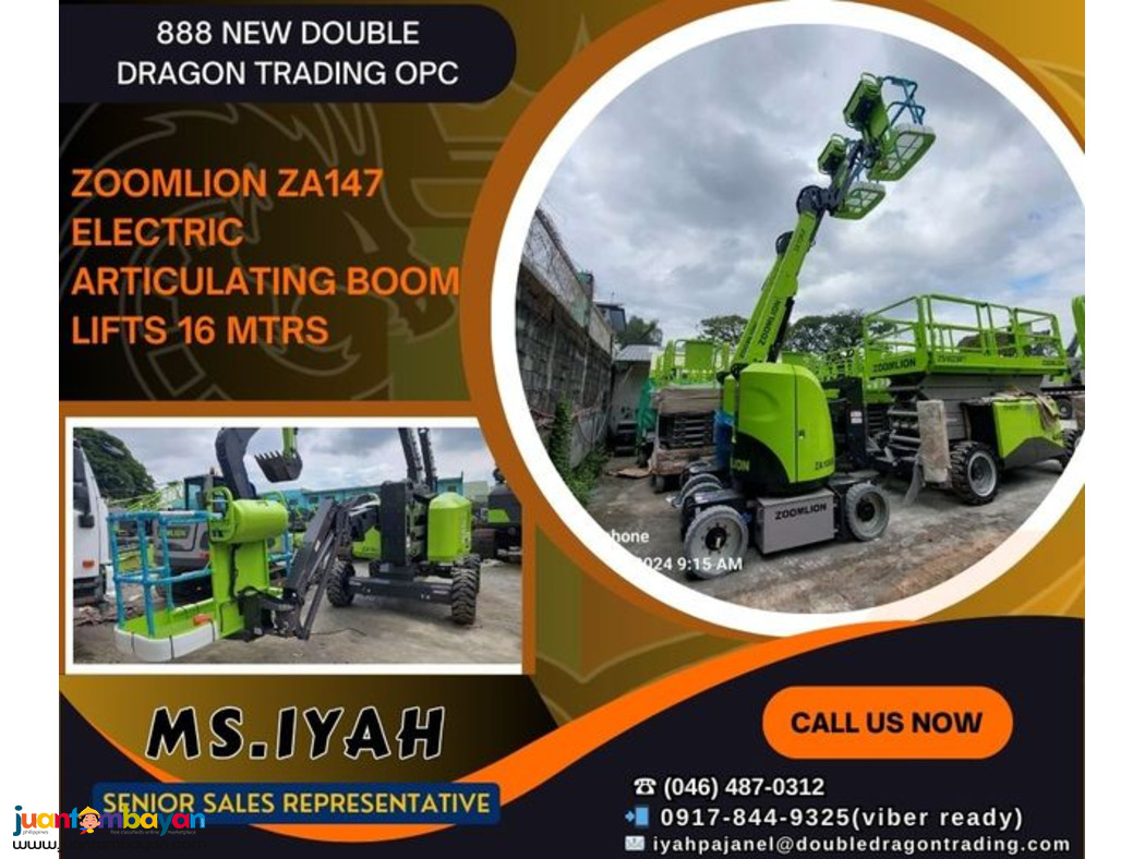Zoomlion ZA147 Electric Articulating Boom Lifts 16 mtrs Zoomlion ZA147 Electric Articulating Boom Lifts 16 mtrs