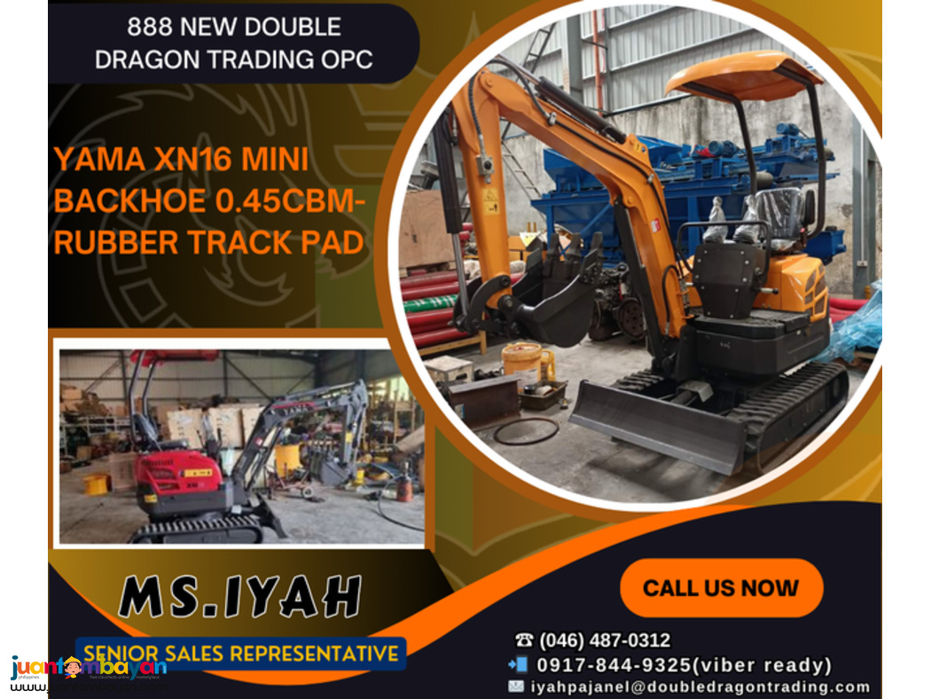 YAMA XN16 MINI BACKHOE 0.45CBM-RUBBER TRACK PAD YAMA XN16 MINI BACKHOE 0.45CBM-RUBBER TRACK PAD