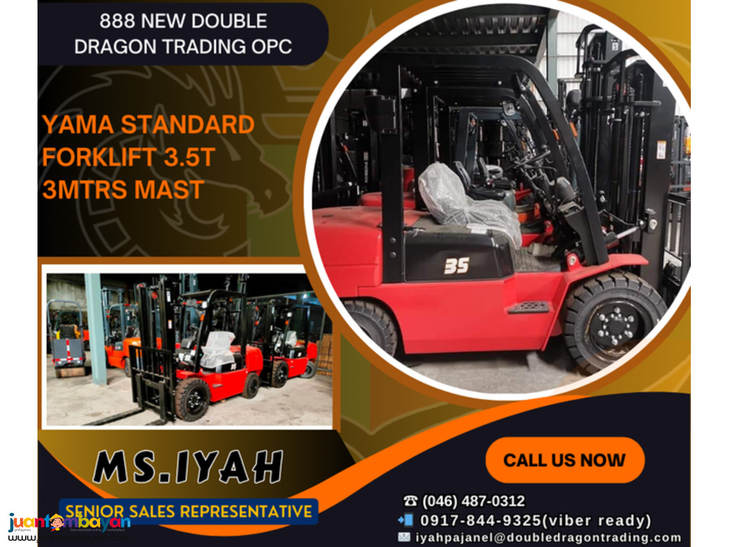 YAMA STANDARD AUTOMATIC FORKLIFT 3.5T 3MTRS MAST YAMA STANDARD AUTOMATIC FORKLIFT 3.5T 3MTRS MAST