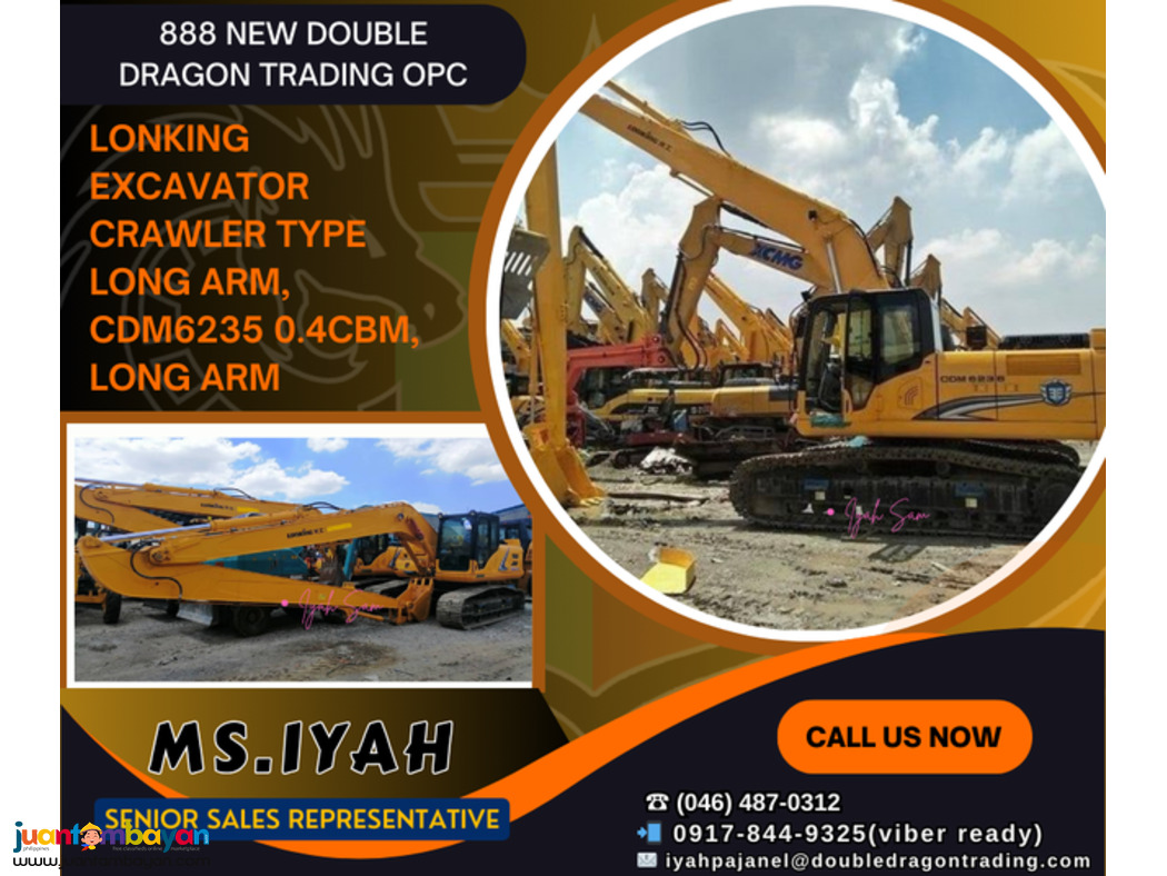 LONKING EXCAVATOR CRAWLER TYPE LONG ARM, CDM6235 0.4CBM, LONG ARM LONKING EXCAVATOR CRAWLER TYPE LONG ARM, CDM6235 0.4CBM, LONG ARM