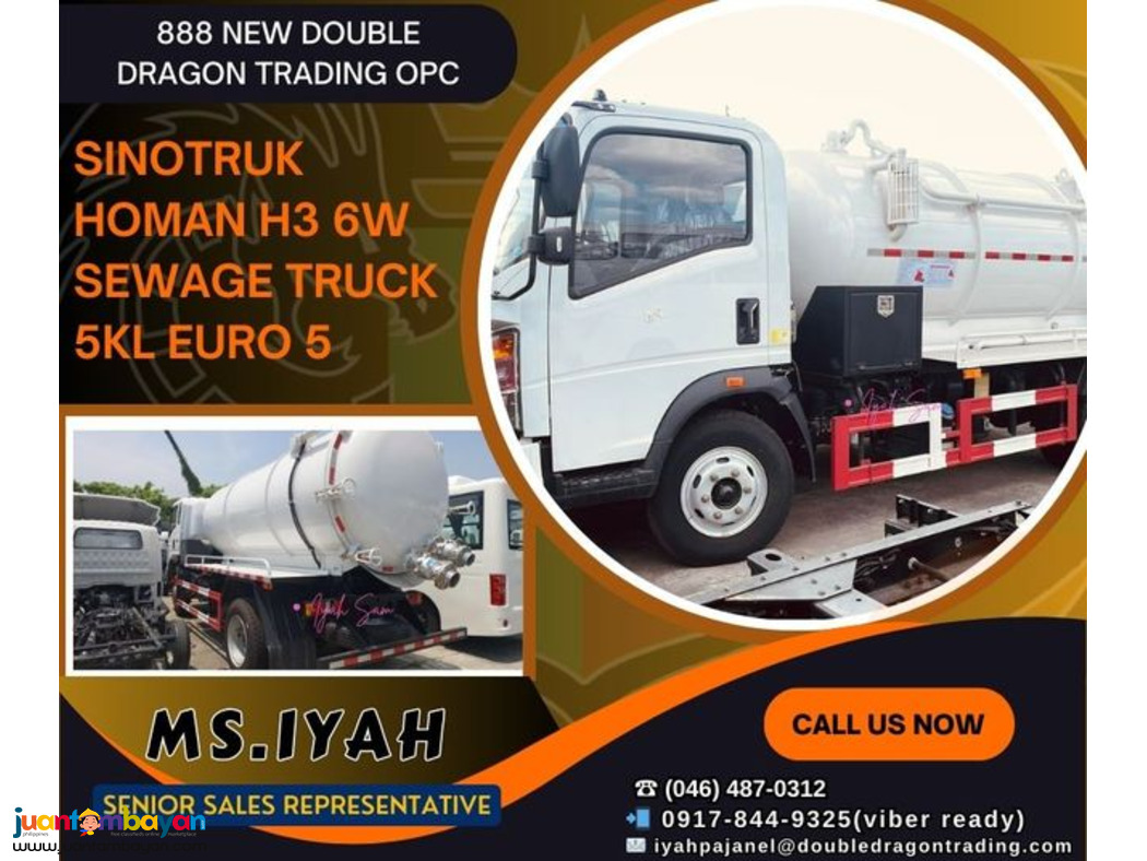 SINOTRUK HOMAN H3 6W SEWAGE TRUCK 5KL EURO 5 SINOTRUK HOMAN H3 6W SEWAGE TRUCK 5KL EURO 5