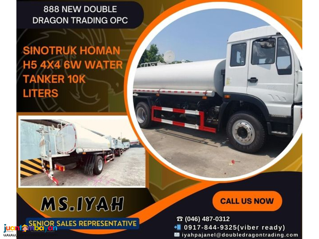 SINOTRUK HOMAN H5 4X4 6W WATER TANKER 10K LITERS SINOTRUK HOMAN H5 4X4 6W WATER TANKER 10K LITERS