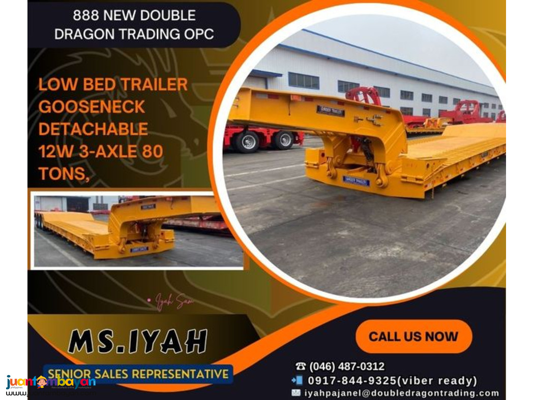 LOW BED TRAILER GOOSENECK DETACHABLE 12W 3-Axle 80 tons, LOW BED TRAILER GOOSENECK DETACHABLE 12W 3-Axle 80 tons,