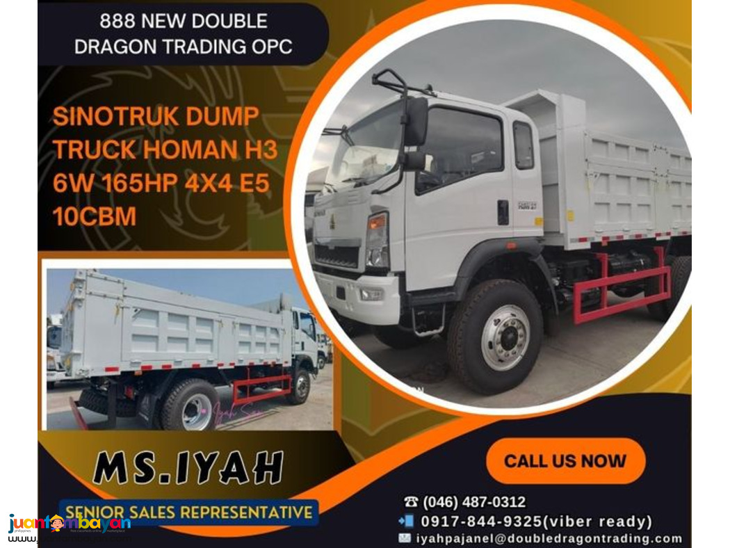 SINOTRUK DUMP TRUCK HOMAN H3 6W 165hp 4X4 E5 10CBM SINOTRUK DUMP TRUCK HOMAN H3 6W 165hp 4X4 E5 10CBM