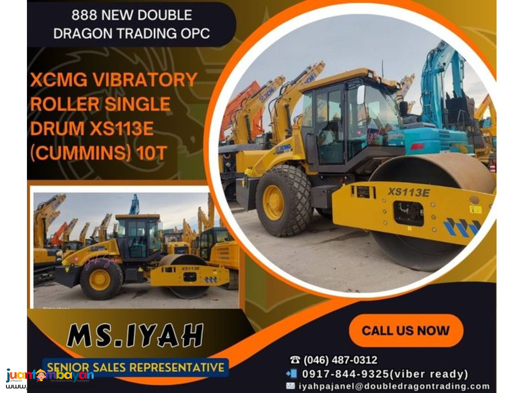 XCMG VIBRATORY ROLLER SINGLE DRUM XS113E (CUMMINS) 10T XCMG VIBRATORY ROLLER SINGLE DRUM XS113E (CUMMINS) 10T