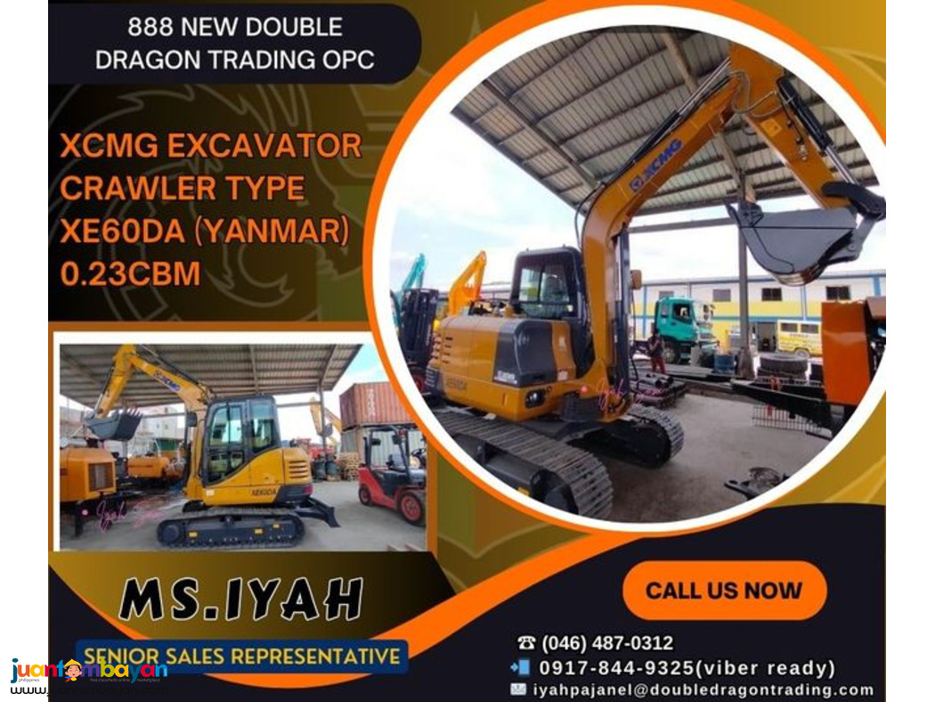 XCMG EXCAVATOR CRAWLER TYPE XE60DA (YANMAR) 0.23CBM XCMG EXCAVATOR CRAWLER TYPE XE60DA (YANMAR) 0.23CBM