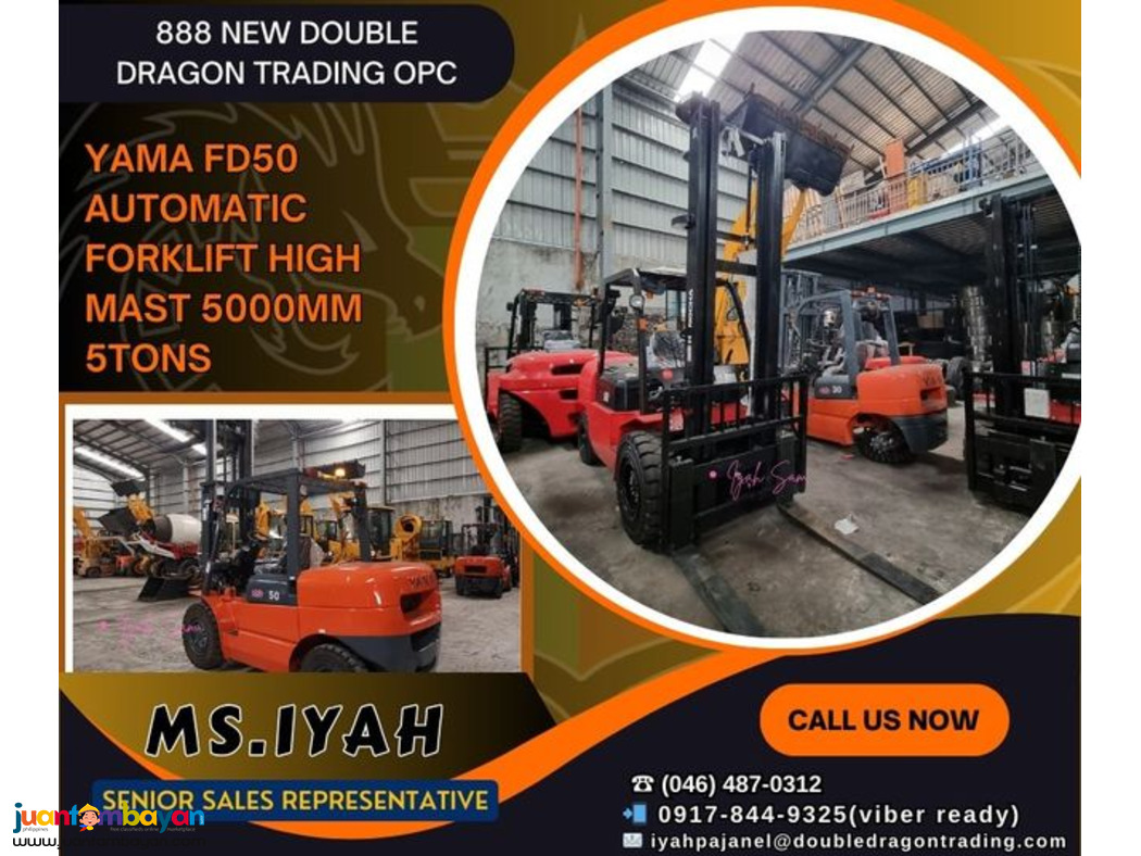 YAMA FD50 AUTOMATIC FORKLIFT HIGH MAST 5000MM 5TONS YAMA FD50 AUTOMATIC FORKLIFT HIGH MAST 5000MM 5TONS