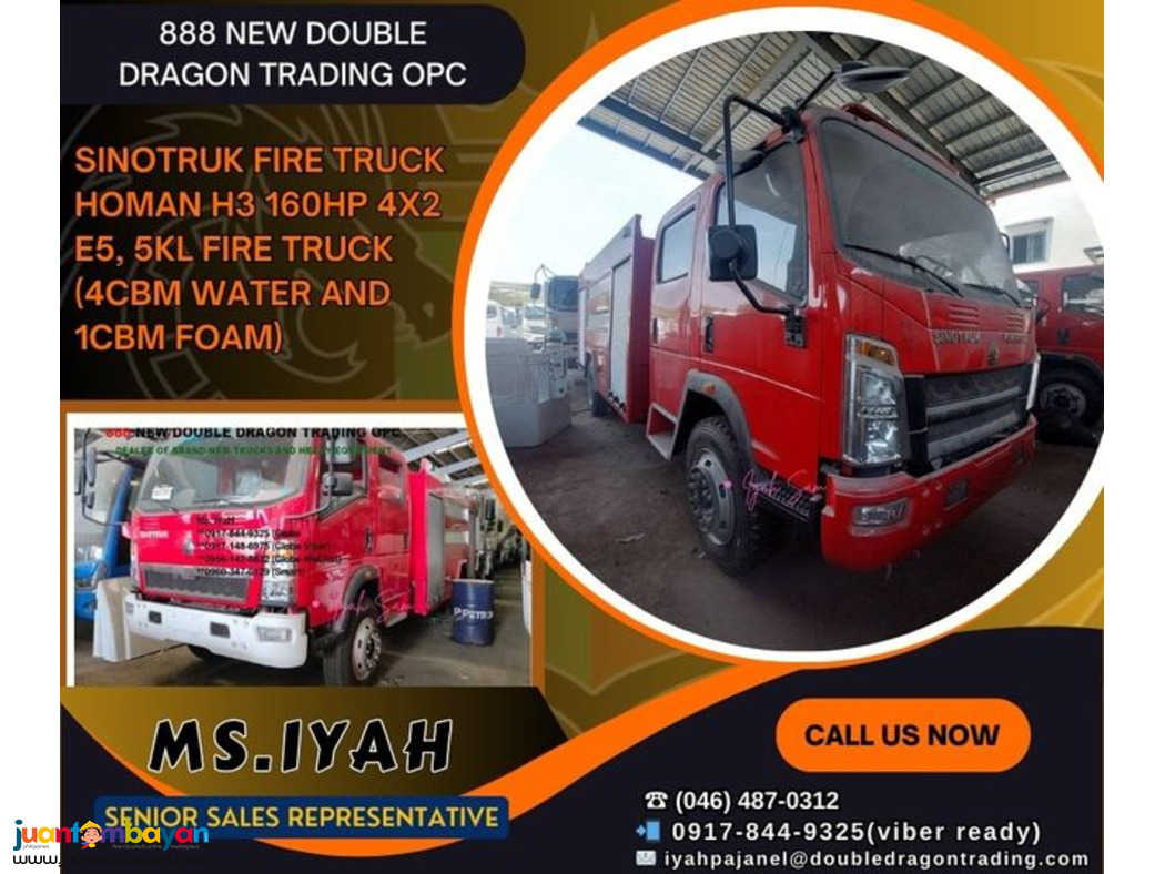 SINOTRUK FIRE TRUCK HOMAN H3 160HP 4X2 E5, 5KL SINOTRUK FIRE TRUCK HOMAN H3 160HP 4X2 E5, 5KL