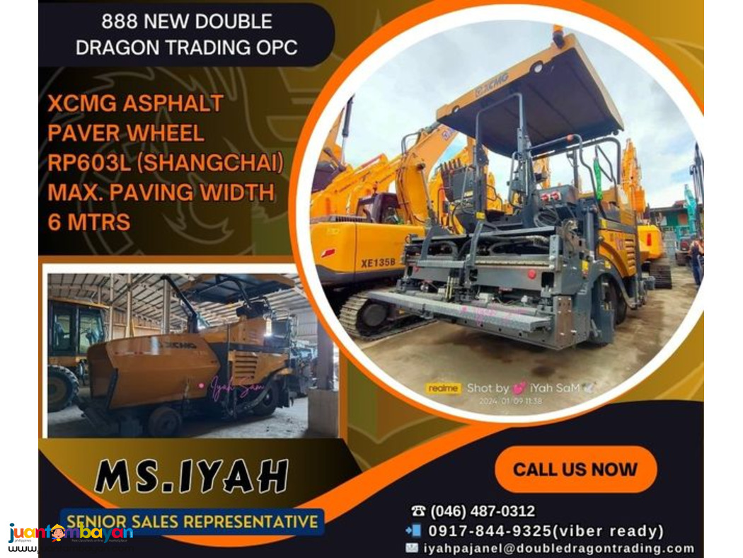 XCMG ASPHALT PAVER WHEEL RP603L (SHANGCHAI) MAX. PAVING WIDTH 6 MTRS XCMG ASPHALT PAVER WHEEL RP603L (SHANGCHAI) MAX. PAVING WIDTH 6 MTRS