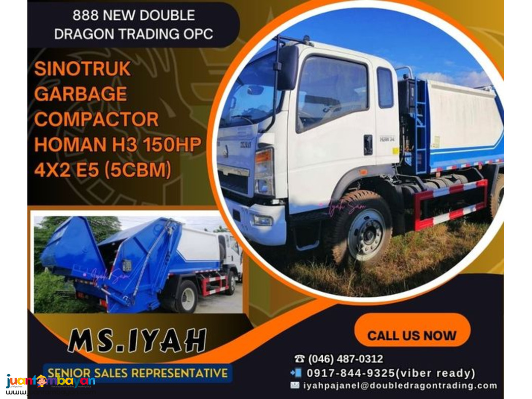 SINOTRUK GARBAGE COMPACTOR HOMAN H3 150hp 4X2 E5 (5CBM)