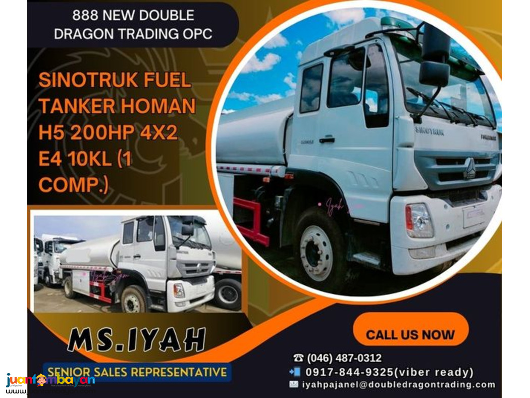 SINOTRUK FUEL TANKER HOMAN H5 200HP 4X2 E4 10KL (1 comp.) SINOTRUK FUEL TANKER HOMAN H5 200HP 4X2 E4 10KL (1 comp.)
