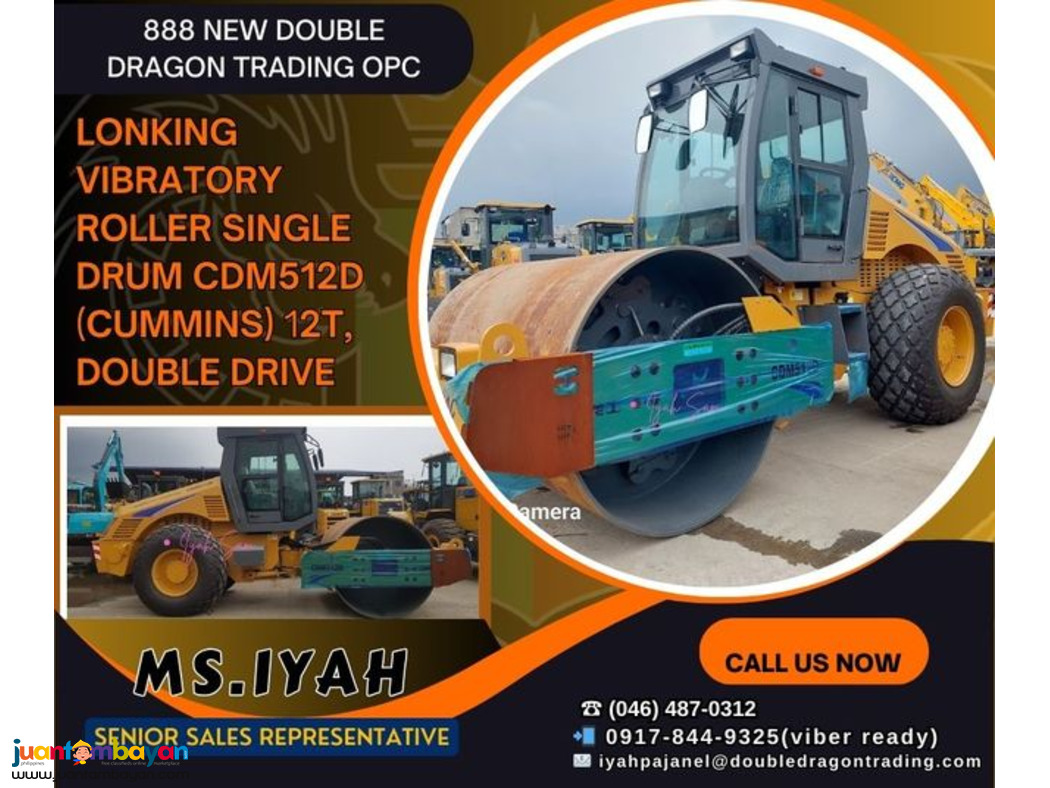 LONKING VIBRATORY ROLLER SINGLE DRUM CDM512D (CUMMINS) 12T, 