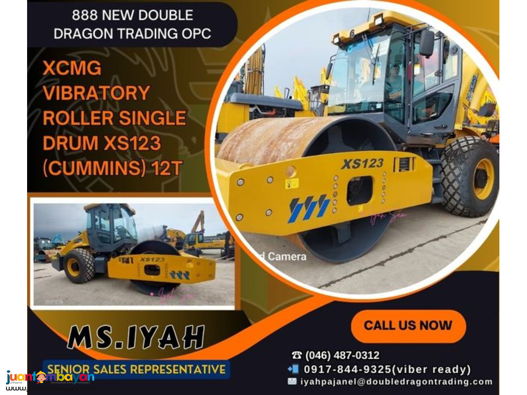 XCMG VIBRATORY ROLLER SINGLE DRUM XS123 (CUMMINS) 12T XCMG VIBRATORY ROLLER SINGLE DRUM XS123 (CUMMINS) 12T