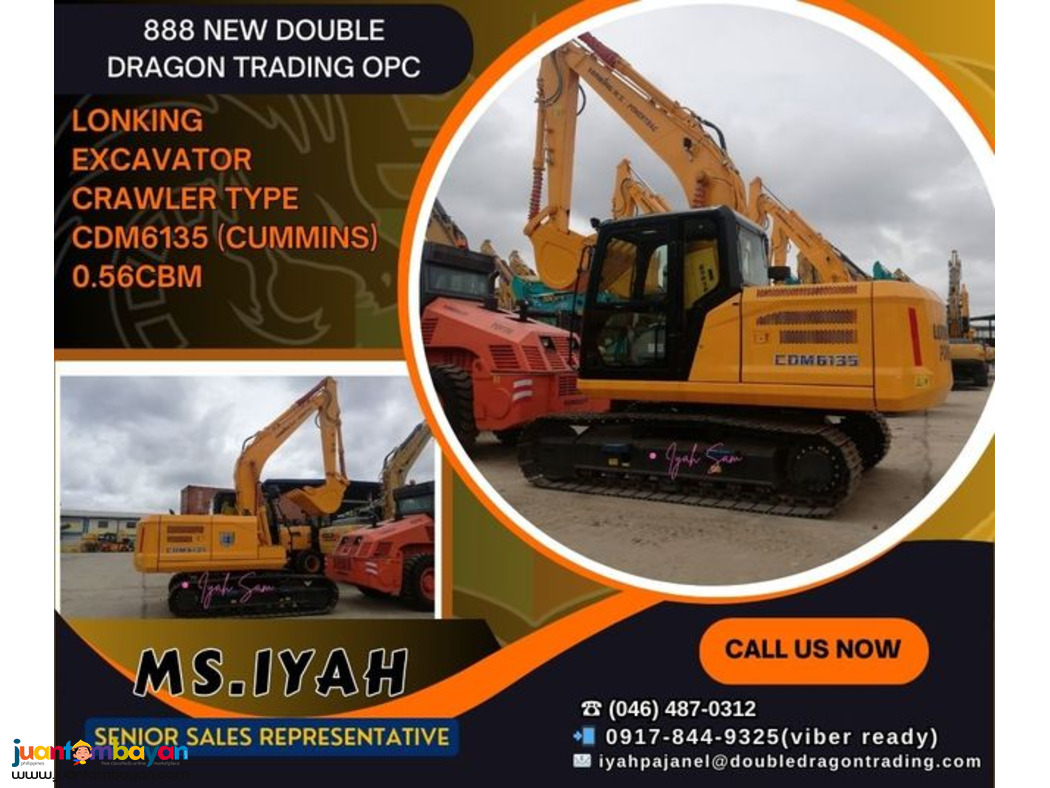 LONKING EXCAVATOR CRAWLER TYPE CDM6135 (CUMMINS) 0.56CBM LONKING EXCAVATOR CRAWLER TYPE CDM6135 (CUMMINS) 0.56CBM
