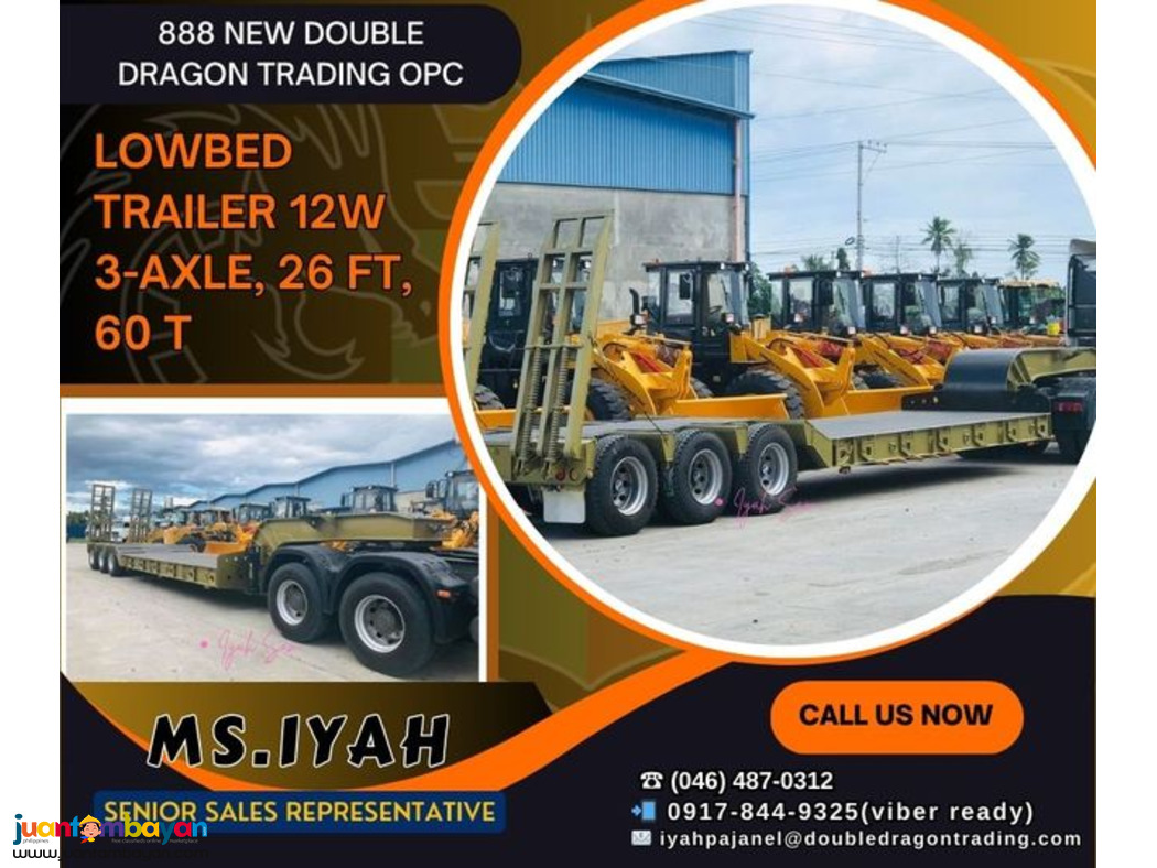 LOWBED TRAILER 12W 3-AXLE, 26 FT, 60 T- LOWBED TRAILER 12W 3-AXLE, 26 FT, 60 T-