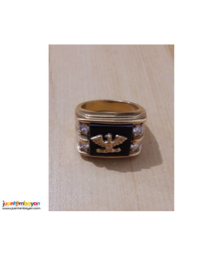 Eagle Black Onyx 1 carat cz mens ring 14K gold overlay size 20.
