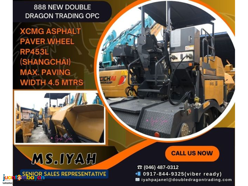 XCMG ASPHALT PAVER WHEEL RP453L (SHANGCHAI) MAX. PAVING WIDTH 4.5 MTRS XCMG ASPHALT PAVER WHEEL RP453L (SHANGCHAI) MAX. PAVING WIDTH 4.5 MTRS