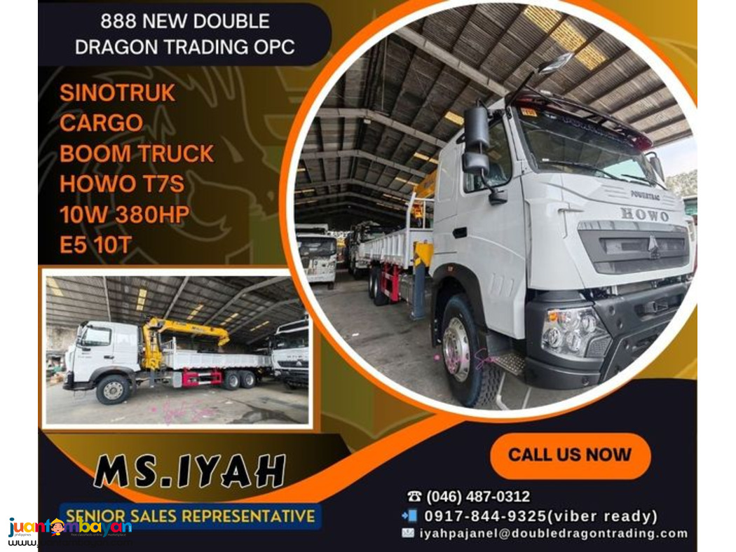 SINOTRUK CARGO BOOM TRUCK HOWO T7s 10W 380hp E5 10T SINOTRUK CARGO BOOM TRUCK HOWO T7s 10W 380hp E5 10T