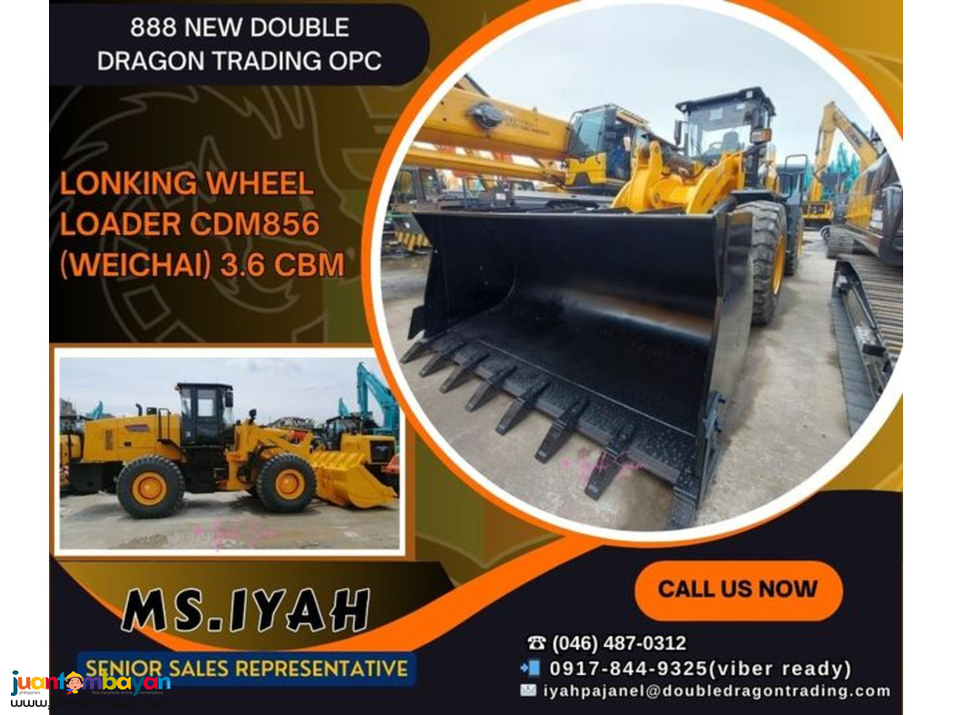 LONKING WHEEL LOADER CDM856 (WEICHAI) 3.6 CBM- LONKING WHEEL LOADER CDM856 (WEICHAI) 3.6 CBM-