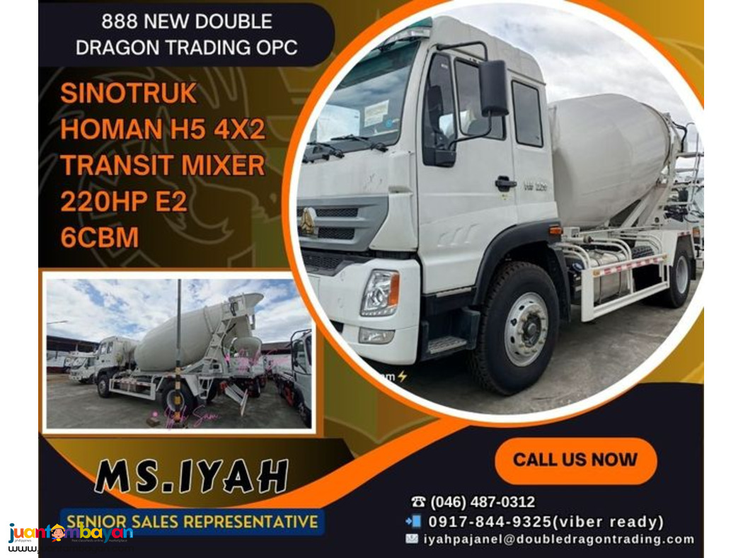 SINOTRUK HOMAN H5 4X2 TRANSIT MIXER 220HP E2 6CBM SINOTRUK HOMAN H5 4X2 TRANSIT MIXER 220HP E2 6CBM