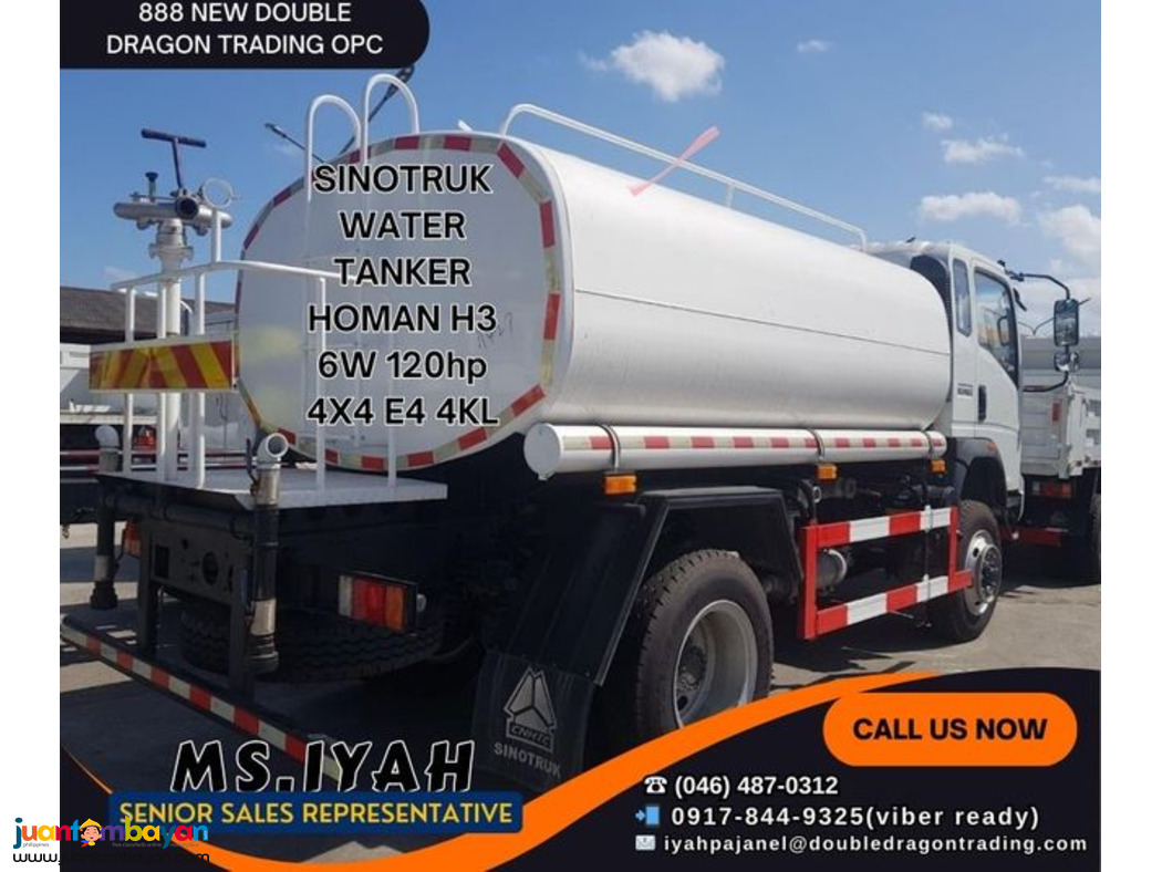 SINOTRUK WATER TANKER HOMAN H3 6W 120hp 4X4 E4 4KL