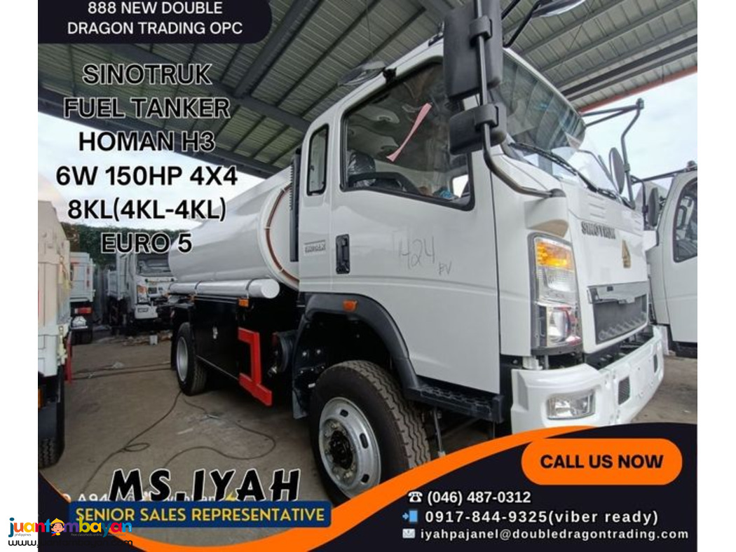 SINOTRUK FUEL TANKER HOMAN H3 6W 150HP 4X4 8KL(4KL-4KL) EURO 5