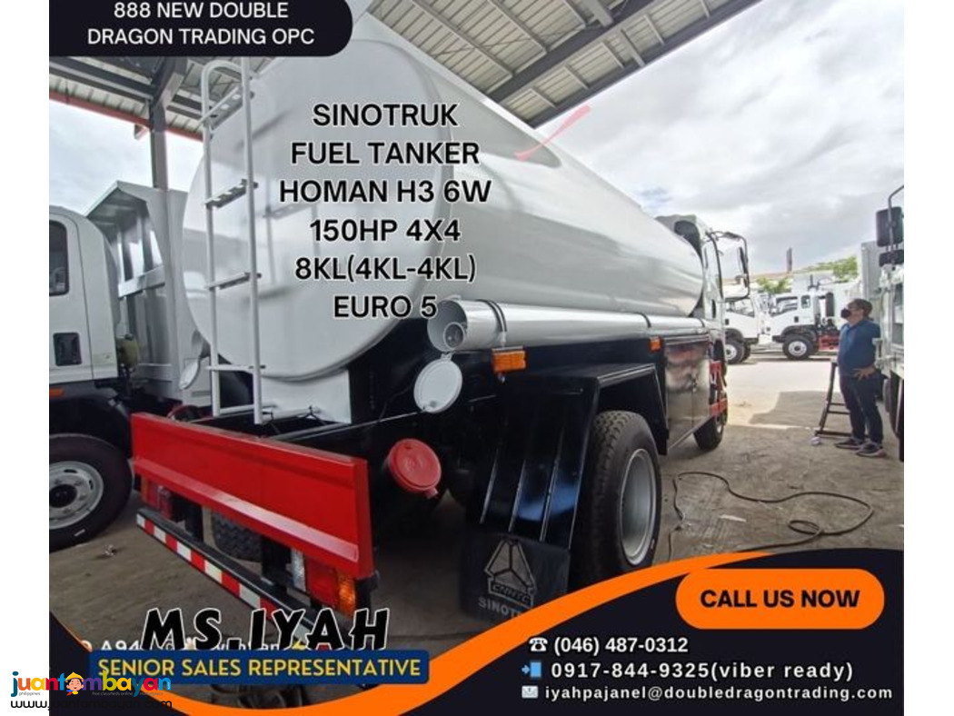 SINOTRUK FUEL TANKER HOMAN H3 6W 150HP 4X4 8KL(4KL-4KL) EURO 5