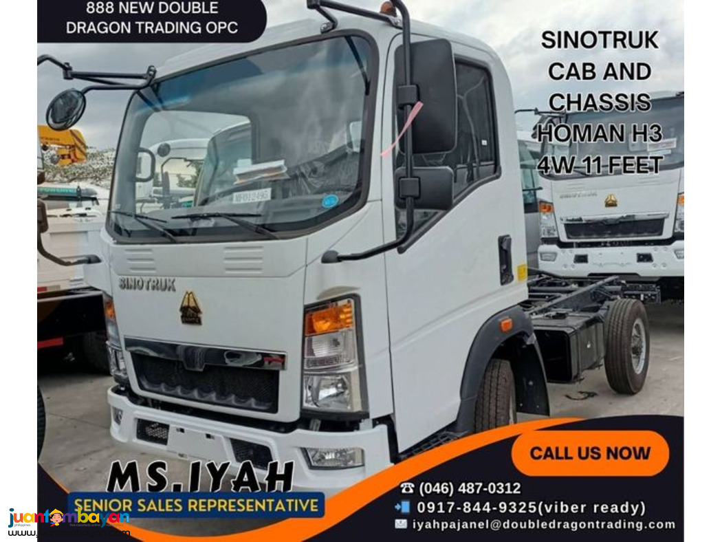 SINOTRUK CAB AND CHASSIS HOMAN H3 4W 11 FEET-