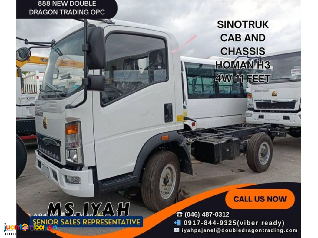 SINOTRUK CAB AND CHASSIS HOMAN H3 4W 11 FEET-