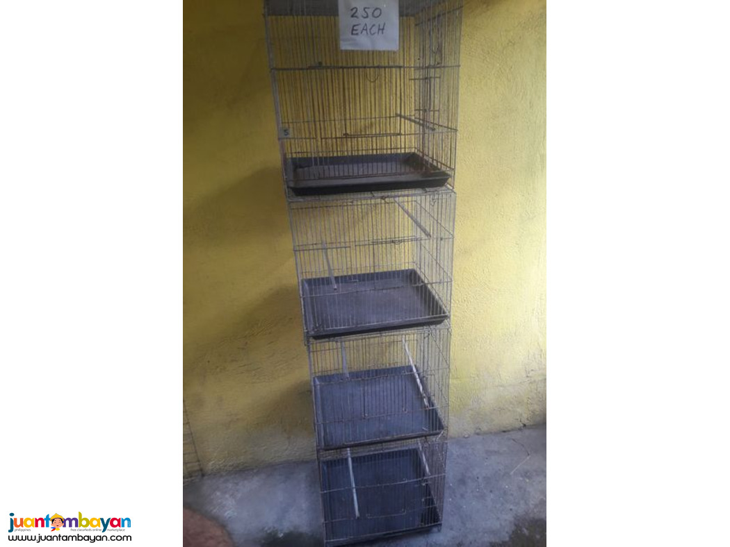 4 BIRD (IBON) CAGES WITH ALLOY PERCHES.