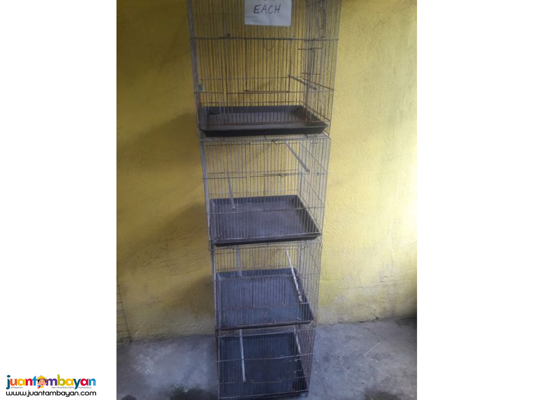 4 BIRD (IBON) CAGES WITH ALLOY PERCHES.