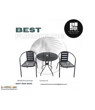OUTDOOR GLASS TOP TABLE & CHAIR | OFFICE FURNITURE 