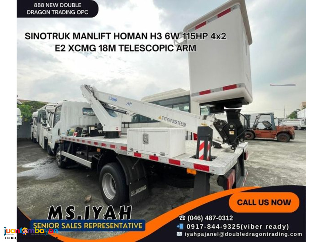 SINOTRUK MANLIFT HOMAN H3 6W 115HP 4x2 E2 XCMG 18M TELESCOPIC ARM