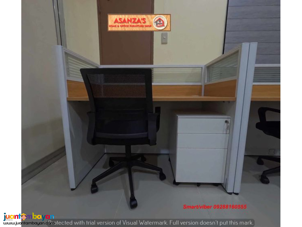 OFFICE PARTITION WITH CABINET AND CHAIR
