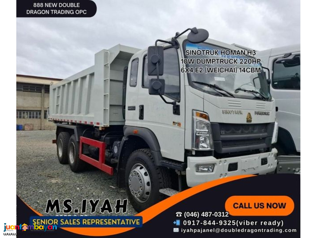 SINOTRUK HOMAN H3 DUMPTRUCK 220HP 6X4 E2 (WEICHAI) 14CBM