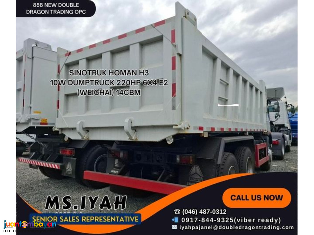 SINOTRUK HOMAN H3 DUMPTRUCK 220HP 6X4 E2 (WEICHAI) 14CBM
