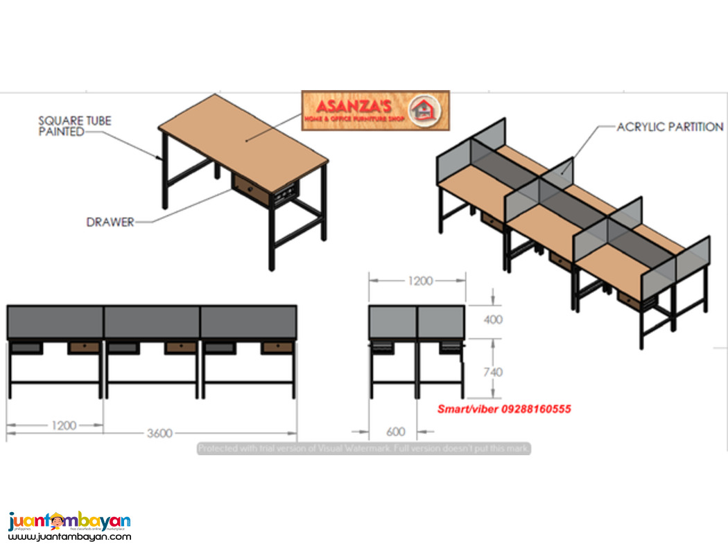 OFFICE TABLE WITH SCREEN PANEL DIVIDER