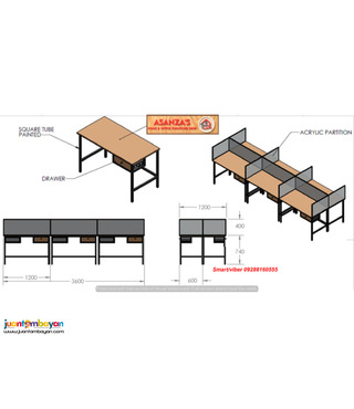 OFFICE TABLE WITH SCREEN PANEL DIVIDER