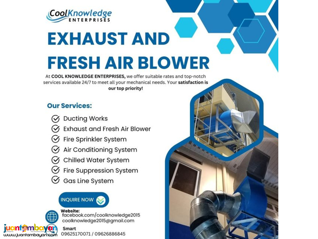 ''EXHAUST AND FRESH AIR BLOWER // QUALITY SUPPLY AND INSTALLATION ''