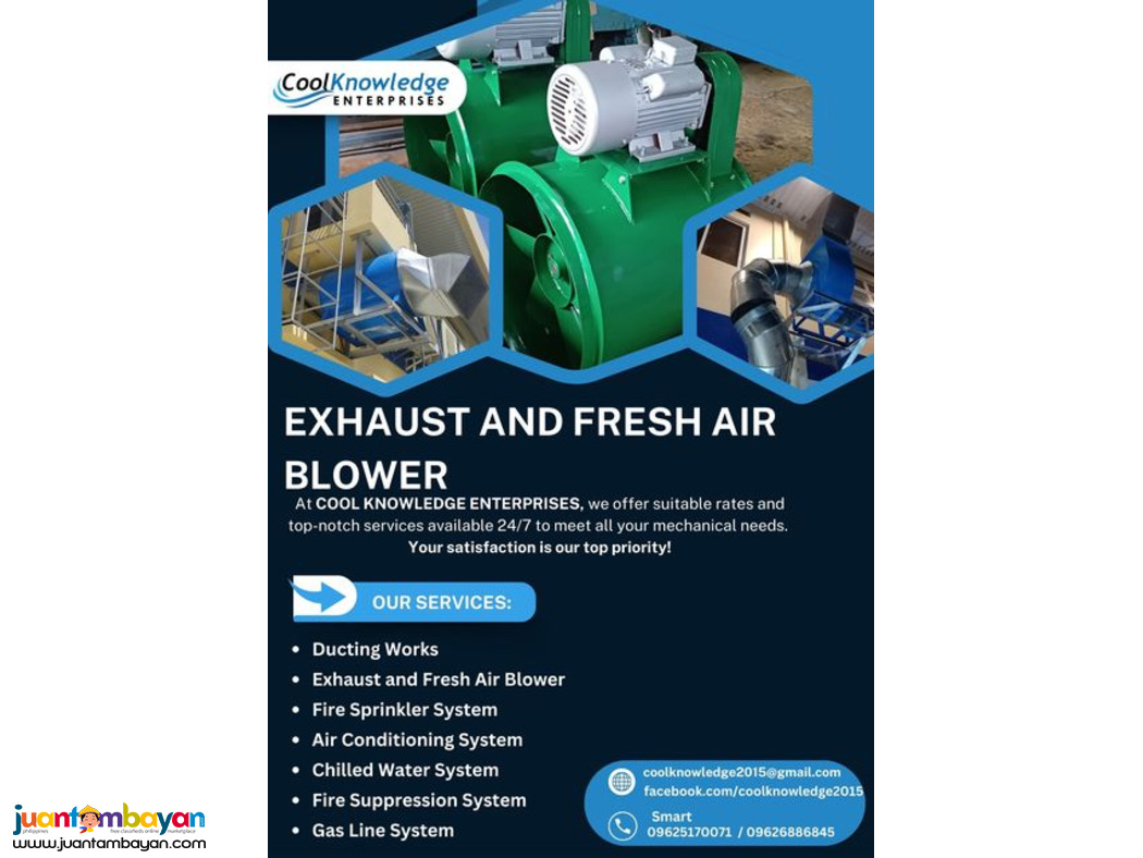 ''EXHAUST AND FRESH AIR BLOWER // QUALITY SUPPLY AND INSTALLATION ''