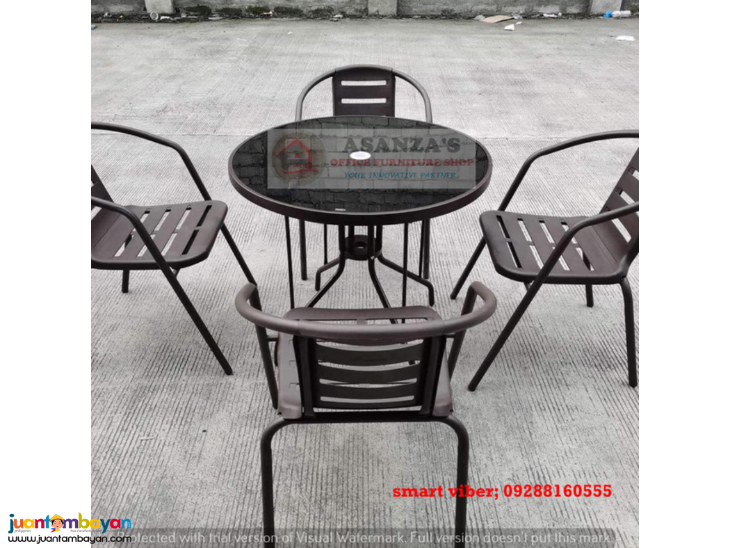 MATAL GLASS TOP TABLE AND CHAIR