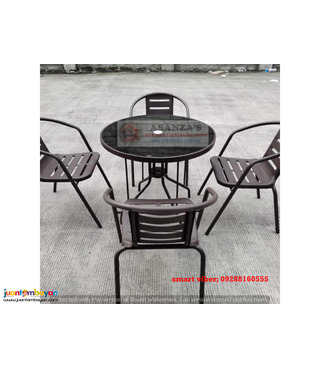 MATAL GLASS TOP TABLE AND CHAIR