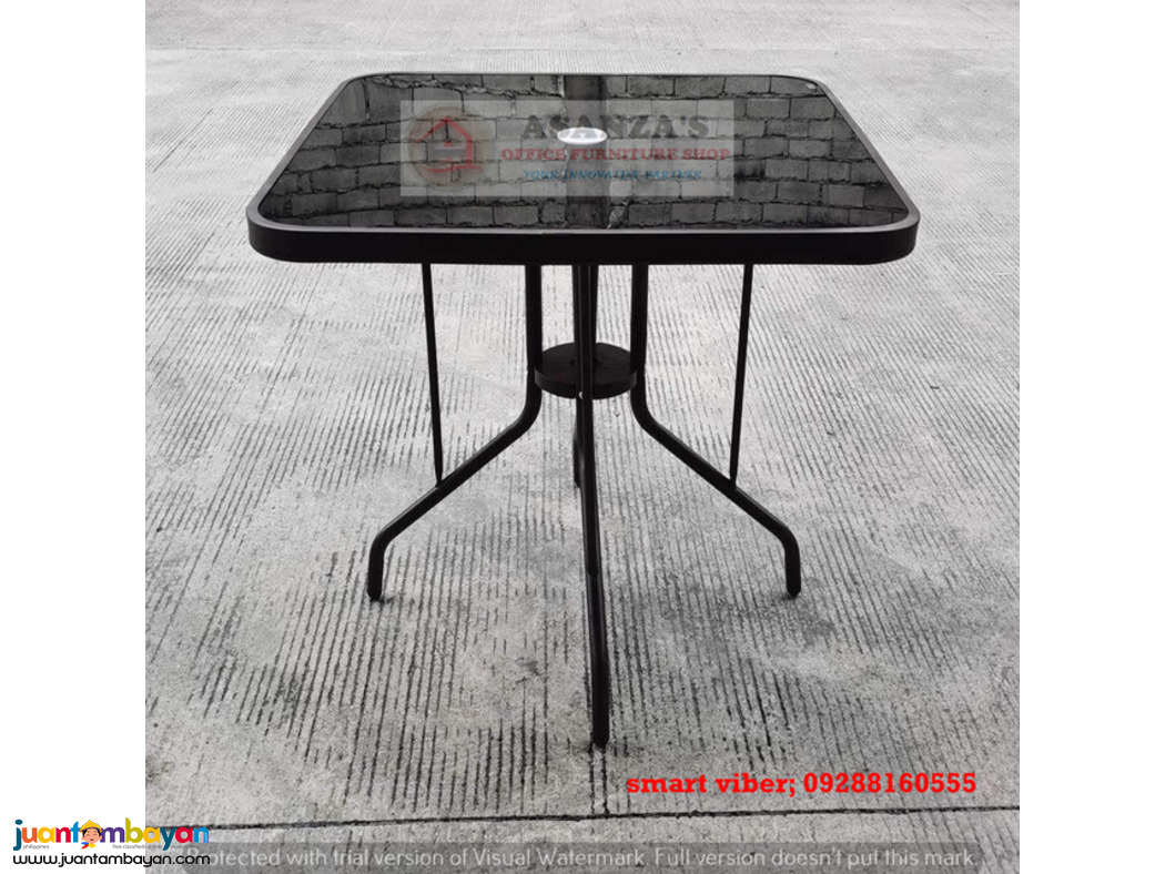 MATAL GLASS TOP TABLE AND CHAIR