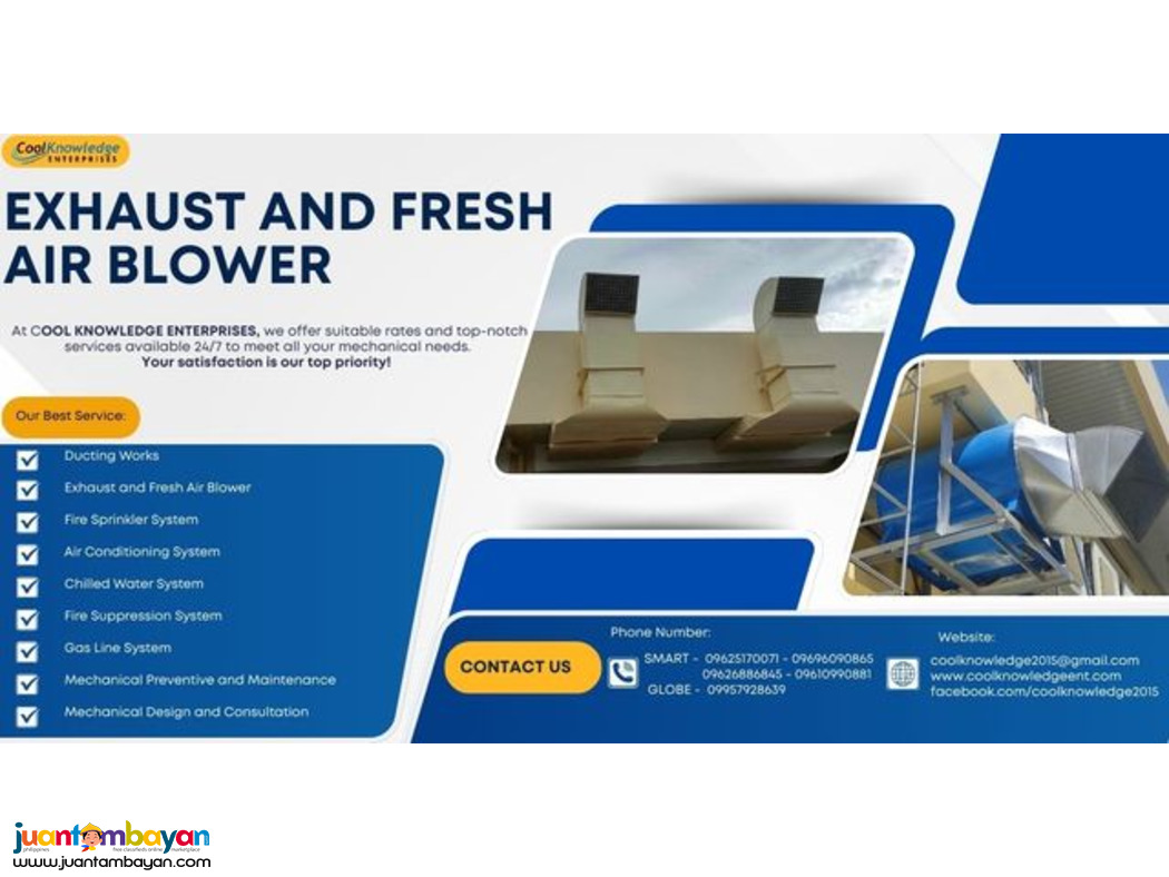 +-+ EXHAUST AND FRESH AIR BLOWER +-+ Supply and Installation.