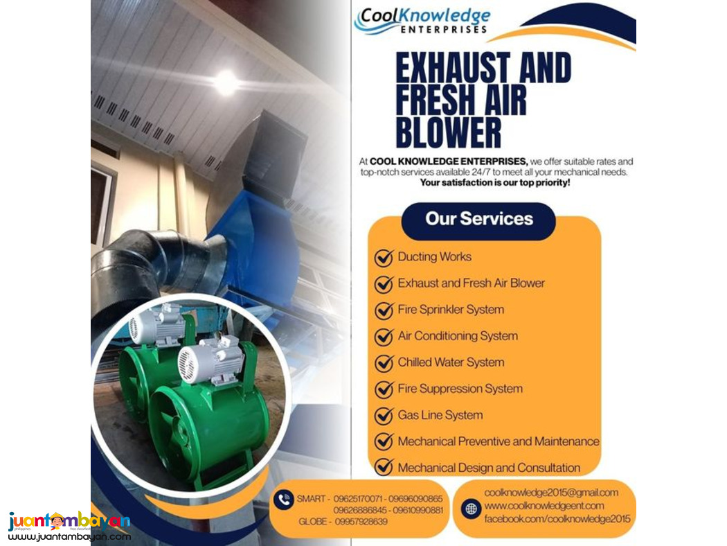+-+ EXHAUST AND FRESH AIR BLOWER +-+ Supply and Installation.