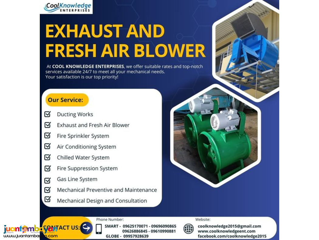 +-+ EXHAUST AND FRESH AIR BLOWER +-+ Supply and Installation.