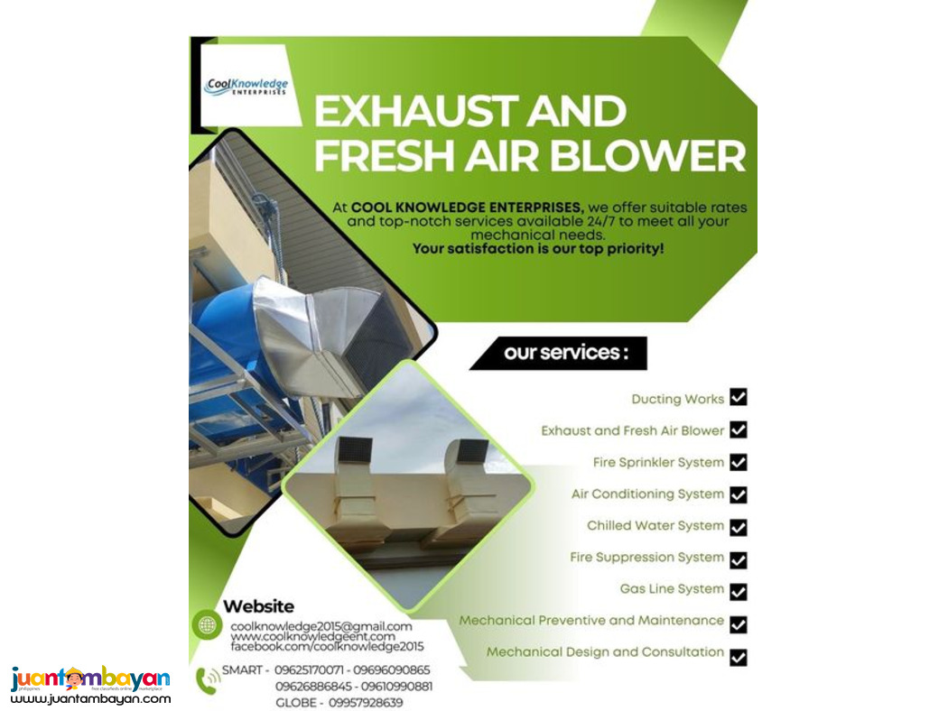 +-+ EXHAUST AND FRESH AIR BLOWER +-+ Supply and Installation.